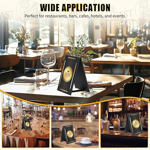 30 Pack Double-Sided Menu Holders 4'x 6', PU Leatherette A-Frame Table Tents for Restaurant, Bar, Cafe, Wedding, Durable and Foldable Design (30 Pack, 4' x 6') - Poueer