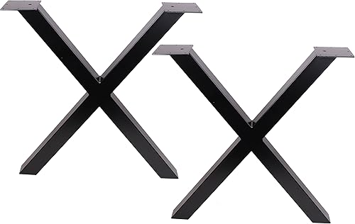 28' Dining Table Legs, X-Shaped Steel Table Legs, Office Table Legs,Computer Desk Legs,Industrial Kitchen Table Legs,Set of 2,Black - Poueer