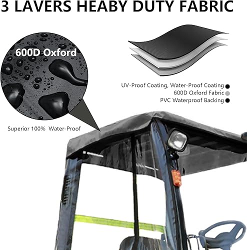 Clear Forklift Cover, Universal 600D Oxford EVA, Transparent Sun & Rainproof, Waterproof & UV-Proof All-Weather Protection for Forklifts Up to 6000LB - Poueer