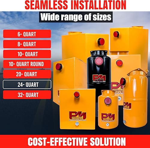 Dump Trailer Pump Replacement 24 Quart 6 Gallons Steel Reservoir (To insure proper fit check dimensions.) (ST06GS) - Poueer