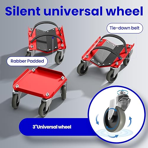 Snowmobile Dolly Sets Heavy Duty V-Slide with 3' PP/TPR Swivel Casters and Rubber Pad Protecting Skis 1500 lbs Capacity(Gray) - Poueer