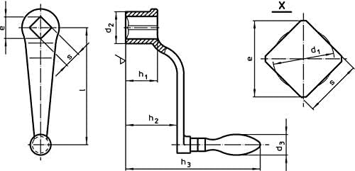 Halder 24330.0331 Handkurbeln, Black Steel, Length: 100 mm/14 mm - Poueer