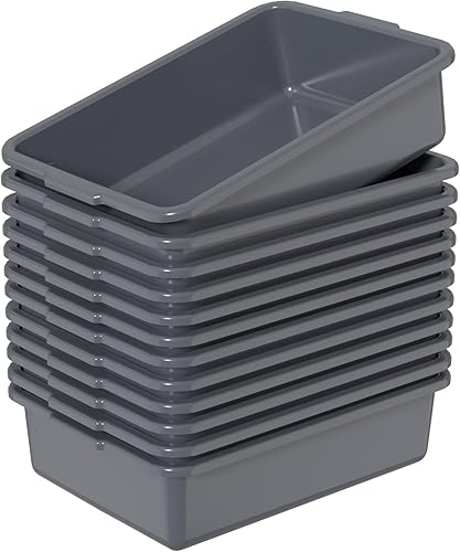 Readsky 12 Packs 13 L Plastic Commercial Bus Tub, Plastic Restaurant Dish Washing Box, Gray - Poueer