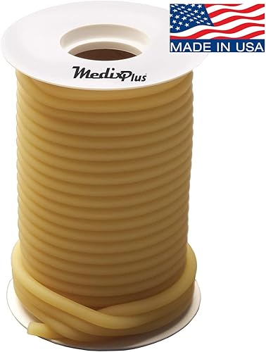 Surgical Tube Natural Rubber Latex Tubing 50ft Roll 1/8' Inner Diameter x 1/16' Wall x 1/4' Outer Diameter - Poueer