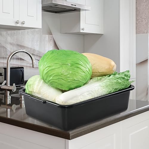 32 L Large Commercial Bus Box, 4-Pack Plastic Utility Bus Tub, Black - Poueer