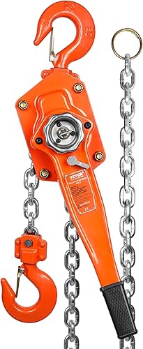 VEVOR Manual Lever Chain Hoist Bundle, Includes 3 Ton 6600 lbs & 1.5 Ton 3300 lbs Capacity 20 FT Come Alongs, G80 Galvanized Carbon Steel with Weston Double-Pawl Brake - Poueer
