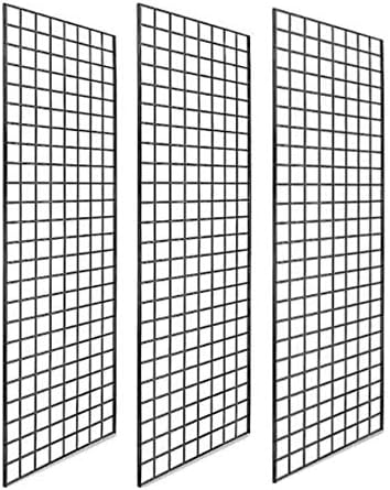 Grid Panel for Retail Display – Perfect Metal Grid for Any Retail Display, 2’x 5’, 3 Grids Per Carton (Black) - Poueer
