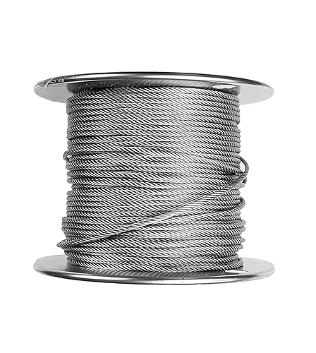 Laureola 3/32' Stainless Steel Aircraft Wire Rope 7x7 Strand 304 Grade - Versatile Uses in Construction, DIY, Outdoors, Marine Rigging, Agriculture, and Industrial Applications (250 ft) - Poueer