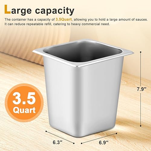 3.4Quart Sauce Pump Dispenser Stainless Steel Condiment Dispenser Pump Station Pump Dispenser for Syrup Ketchup Dressing BBQ Sauce - Poueer
