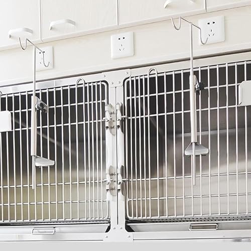 Poste Pet Cage IV Pole with 2 Hooks Stainless Steel Infusion Pump Stand Dog Cage IV Drip Stand Intravenous Pole Bracket Rack for Hospital Care - Poueer