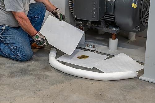 White Oil-Only Meltblown Pads, Medium Weight, 100 Count, 15'x17', Highly Absorbent, Hydrophobic - Poueer