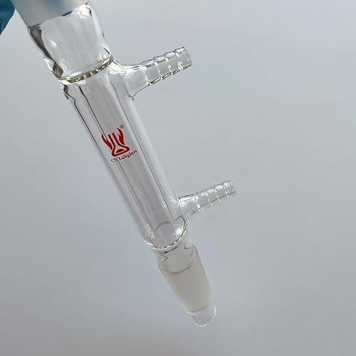Liebig Condenser, Borosilicate Glass Liebig Condenser with 24/40 Joints, 400mm Jacket Length & 10mm Glass Hose Connection, Lab Glassware - Poueer