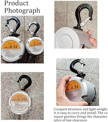 Manual Chain Block Hoist Come Along Heavy Duty Hooks Commercial Grade Steel for Lifting Pulling Construction Building Garages Warehouse Automotive Machinery,250KG*3m - Poueer