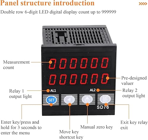JIAWANSHUN Length Meter Counter Digital Length Counter Measured Unit in Feet Meter for Edge Banding Machine Input DC 12V - Poueer