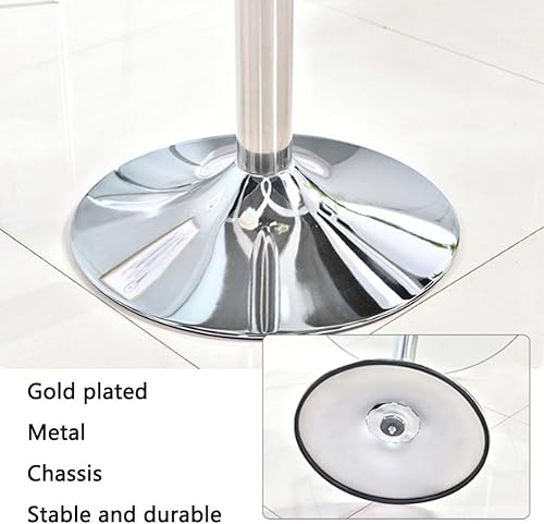 Round Glass Top Pedestal Table Glass Kitchen Dining Table 60/70/80cm Modern Circular 2-4 Seater Breakfast Bistro Table Chrome Base (70cm/27.3”) - Poueer