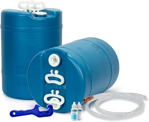 15 Gallon Emergency Water Storage Barrel - Preparedness Supply - Water Tank Drum Container - Portable, Reusable, BPA Free, Food Grade Plastic (2 Tank) - Poueer