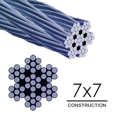 Laureola 3/32' Stainless Steel Aircraft Wire Rope 7x7 Strand 304 Grade - Versatile Uses in Construction, DIY, Outdoors, Marine Rigging, Agriculture, and Industrial Applications (250 ft) - Poueer