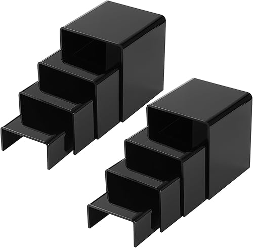 Chuangdi 20 Pcs Acrylic Display Risers, Clear Product Stand, Jewelry Display Riser Shelf Showcase Fixtures for Figure Dessert Cupcake Candy Action Showcase(Super Large Set) - Poueer