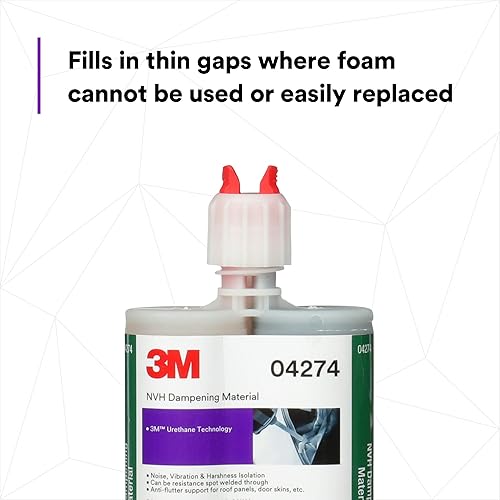 3M NVH Dampening Material 04274, Flexible, Non-Shrink, Non-Solvent, 200 mL Cartridge - Poueer