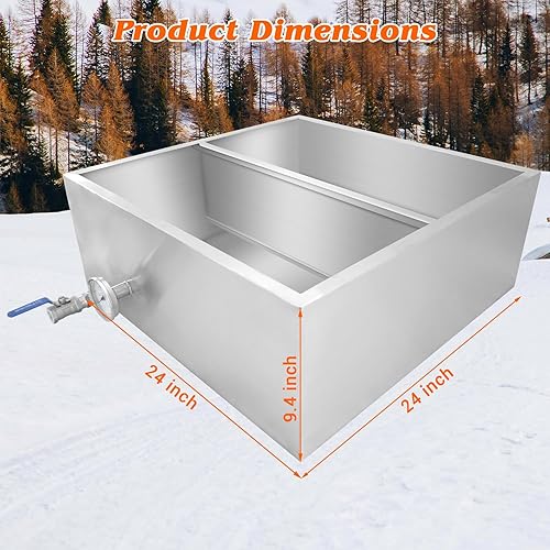 Maple Syrup Evaporator Pan, 48 x 24 x 9.4 Inch Maple Syrup Pan, 304 Stainless Steel Maple Syrup Evaporator, 47 Gallon Maple Syrup Boiling Pan with Valve and Thermometer for Home, Outdoor - Poueer