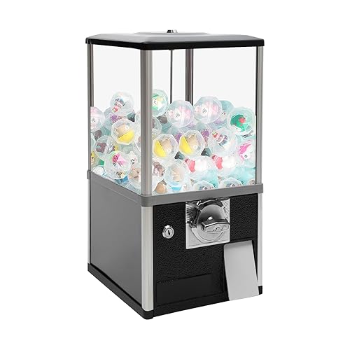 25-Cent Vending Machines for Kids, 20inch Large Gumball Vending Machine Commercial Vending Machine Candy Vending Machine with 1.77-1.97inch Window Capacity, Black - Poueer