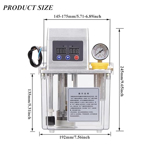 MXBAOHENG Automatic Lubricating Oil Pump 110V 1.5L Alloy Gear CNC Lubrication Pump Oiler Double Digital Display with 4 Mpa Pressure Gauge (150X) - Poueer