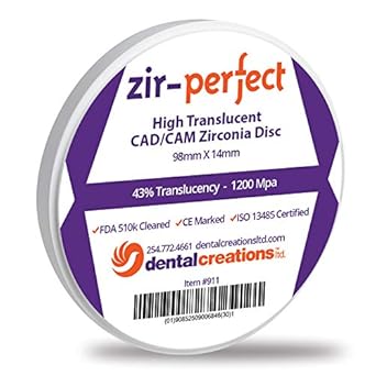 Dental Creations Zir-Perfect High Translucent Zirconia Disc - 98mm X 14mm - Offered in 9 Shades (A1) - Poueer