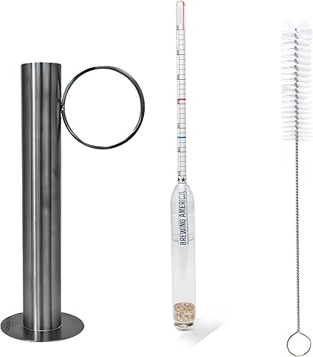 Maple Syrup Hydrometer Kit with Test Cup Testing Kit: Metal Cup, American-Made Syrup Hydrometer and Cleaning Brush by Brewing America - Poueer