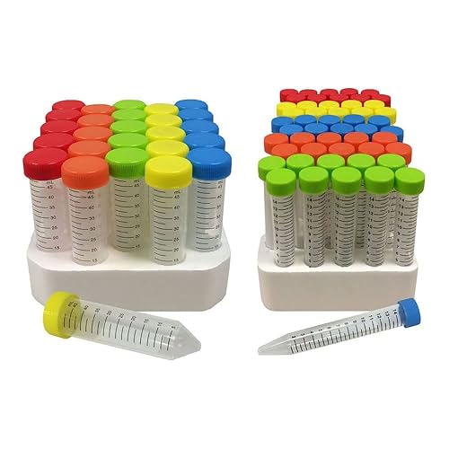 MTC Bio C2715 Spectra Tube Centrifuge Tube with Rainbow Cap, Polypropylene, Sterile, 50/Foam Rack, 15 lb. (Pack of 500) - Poueer