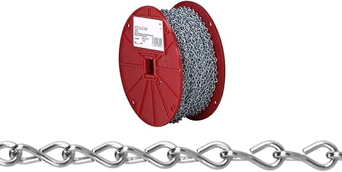 Campbell AW0801427 Low Carbon Steel Single Jack Chain on Reel, Zinc Plated, #14 Trade, 0.08' Diameter, 200' Length, 16 lbs Load Capacity - Poueer