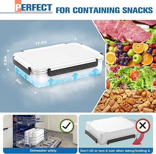 Chilled Divided Serving Tray Snackle Box Container with Ice Pack Bonus Insulated Bag 2 Dip Containers Summer Beach Essentials for Charcuterie Snack Road Trip Picnic Family Party Keep Food Fresh - Poueer