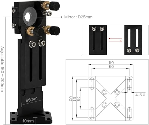 Cloudray C Series CO2 Head Set with 1 PCS USA CVD Focus Lens D20mm FL63.5mm and 3 PCS Si Mirrors D25mm (Set A) - Poueer