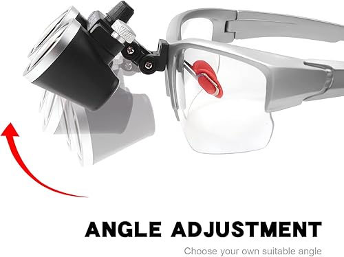 3.5x420 MM Angle Adjustable Binocular Loupes Magnifier Glasses Lab Magnification loupes with Black Cloth Case (Blue) - Poueer