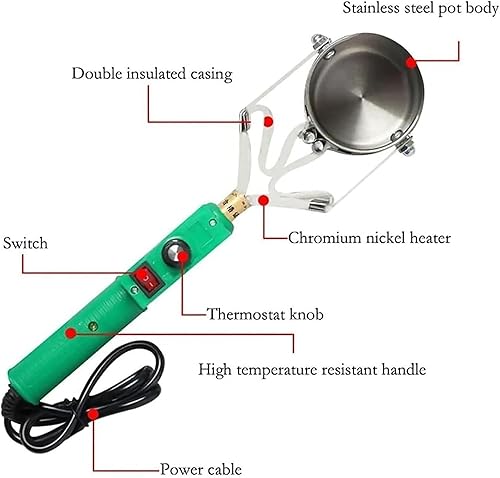 Electric soldering tin melting furnace 320W, handheld lead melting furnace, 800g capacity soldering furnace, temperature range 150-450℃ - Poueer