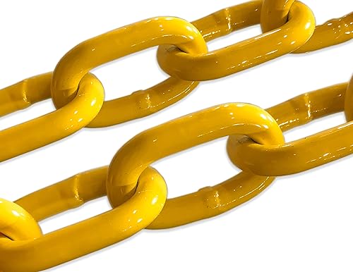 3/16' X 45' Yellow Powder Coated Safety Chain | Grade 30 Proof Coil | UV Protection | Max Capacity 3,200 lbs. - Poueer