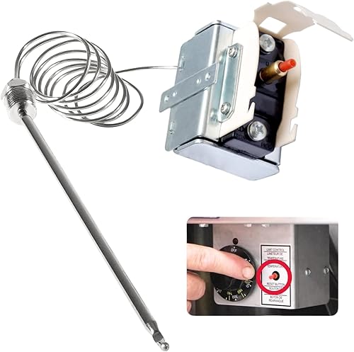 MCAMPAS PP10084 High Limit Switch Thermostat for Pitco Fryer.1/4' Thread Mpt Stuff Box, 450°F/232°C Hi Limit Safety - Poueer