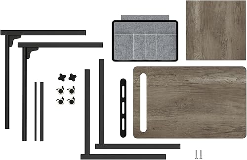 Over The Bed Table with Wheels Rolling Cart Tilting Sofa Laptop Stands Hospital Tray Medical OverbedTables-Black - Poueer