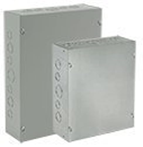 Hoffman ASE18X18X6 Pull Box, Screw Cover with Knockouts, Steel, 18' x 18' x 6', Gray - Poueer