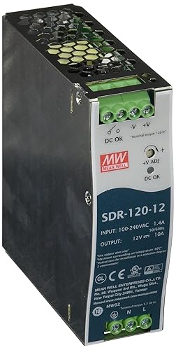 Mean Well SDR-120-12 DIN-Rail Switching Power Supply, 12VDC, 10A, 120W - Poueer
