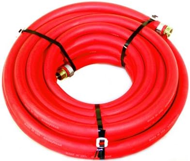 Water Hose Continental ContiTech 1/2” x 50’ RED RUBBER Industrial 200psi with Brass Fittings - Heavy Duty - USA - Poueer