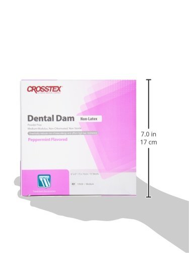 Crosstex 19500 Dental Dam, Non-Latex, Peppermint Flavor, Medium Gauge, Purple (Pack of 15) - Poueer