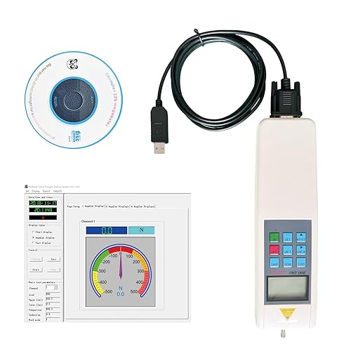 HF-500 Force Gauge 500N Digital Push Pull Gauge with USB Output, N/Lbf/Kgf Units for Tension Spring, Peel Testing, Compression Spring, Bearing Torque HF-500N - Poueer