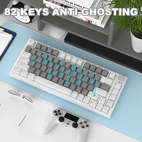 ATTACK SHARK X820ULTRA Wireless Gaming Mechanical Keyboard with TFT Smart Display&Knob,Side Printed PBT,Gasket Mounted 75% TKL Keyboard,BT5.0/2.4GHz/USB-C,RGB Backlit（White Contour,Shark Switch - Poueer