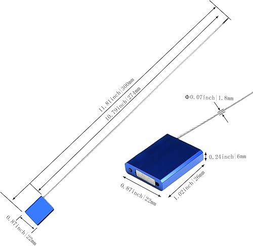 Security Cable Seals Numbered Anti-Tamper Steel Wire Cable Locks Self-Locking Trailer Shipping Seals (50pcs, Blue) - Poueer