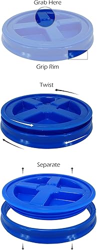 Patriot Pails, 5 Gallon Buckets with Matching Gamma Seal Lids (3 Pack) - Poueer