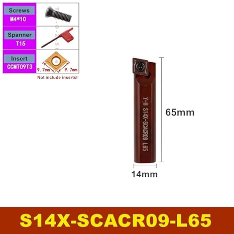 1Pcs S14X S16X SCACR SCBCR SCMCN SCACL SCBCL 06 09 L35 L45 L55 L65 L75 L85 L95 12mm 14mm 16mm CNC Turning Tools Toolholder Bar(S14X-SCACR09-L65) - Poueer