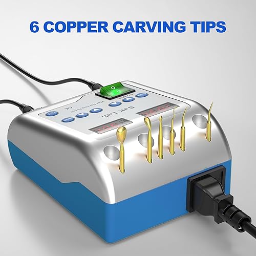 Dental Wax Pen Knife, Electric Wax Carving Pen Tool, Hand Wax Engraving Machine, 6X Copper Tips, 2X Pen, LED Display for Dental Lab Hobbyists Jewelry Wax Carver, 122F-392F - Poueer