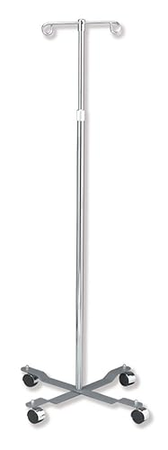 DUKAL 4353 Tech-Med IV Stand, Four Caster, 2 Hook, Adjust from 47' to 84' - Poueer
