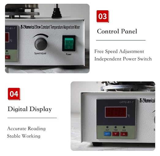 Magnetic Stirrer, Magnetic Stirrer Hot Plate, 110V 200W Magnetic Mixer, with Magnetic Stir Bar, Digital Display, Max. 2000RPM Speed Variable Control, Max. 1000ml Capacity - Poueer