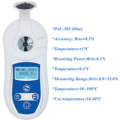 PAL-102 Digital Brix Meter Refractometer Range 0~53 percent Resolution 0.1 percent - Poueer